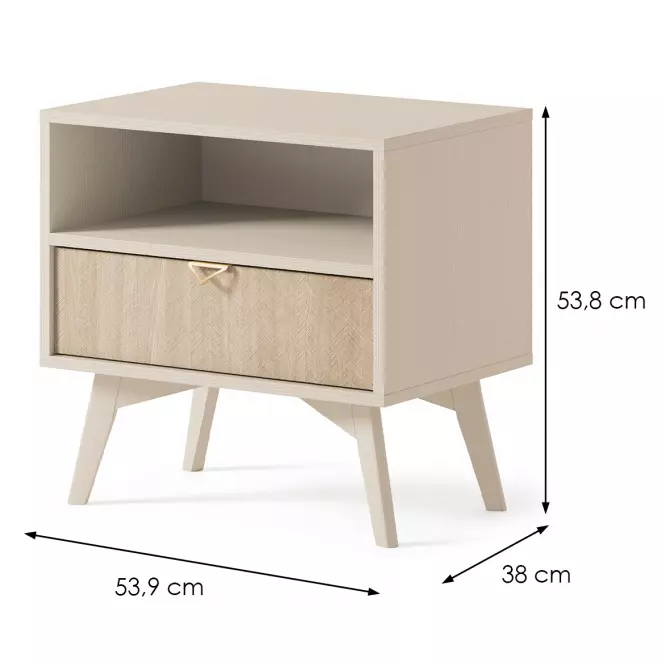 Nočný stolík Forest S54 piesková béžová/jedľová scandi