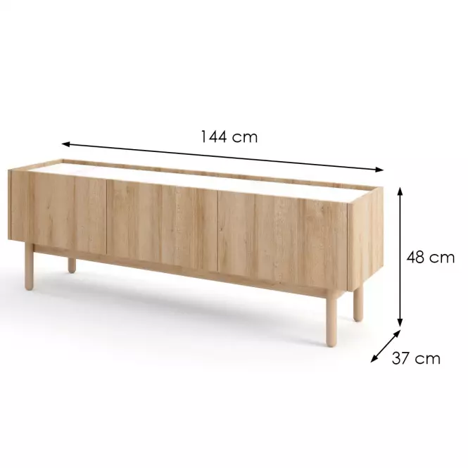 TV stolík Boho 144 rivera/mramor bianco,2