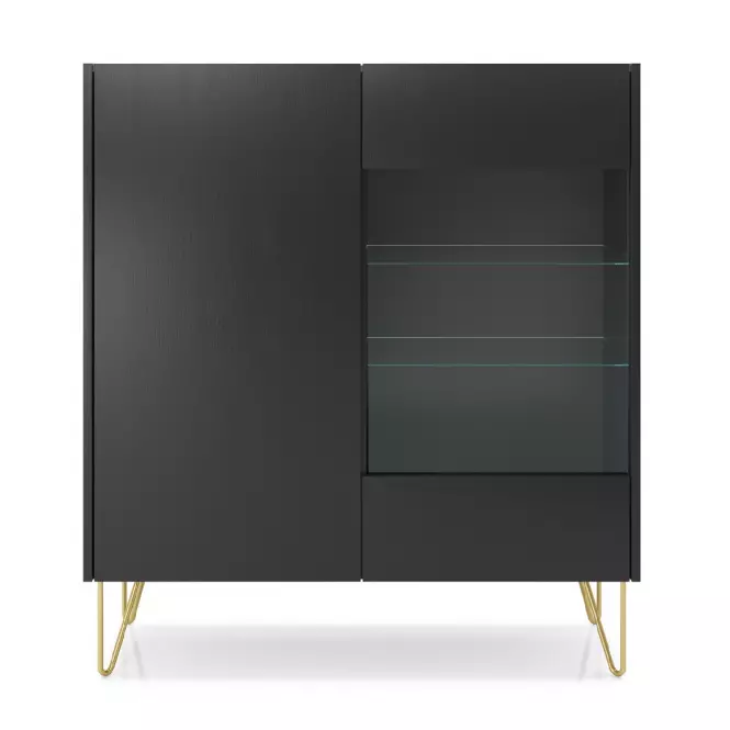 Vitrína Harmony WT97 čierna grafit/mramor black,3