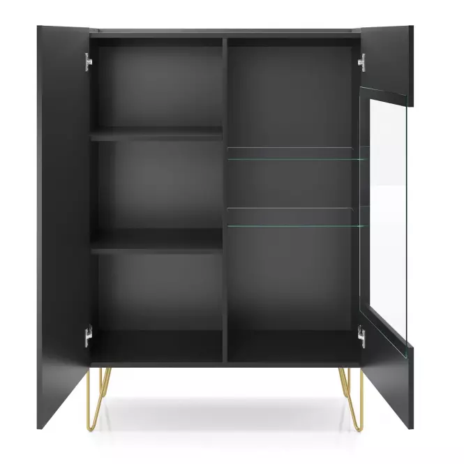 Vitrína Harmony WT97 čierna grafit/mramor black,4
