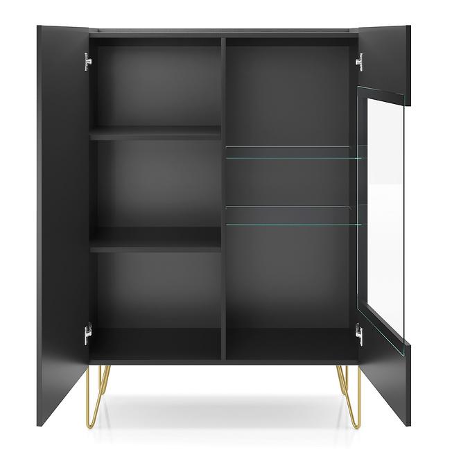 Vitrína Harmony WT97 čierna grafit/mramor black,4
