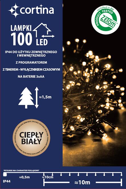Vianočné svetielka LED 100l 13/21/bat zew.pg.+Tm. Ww,3