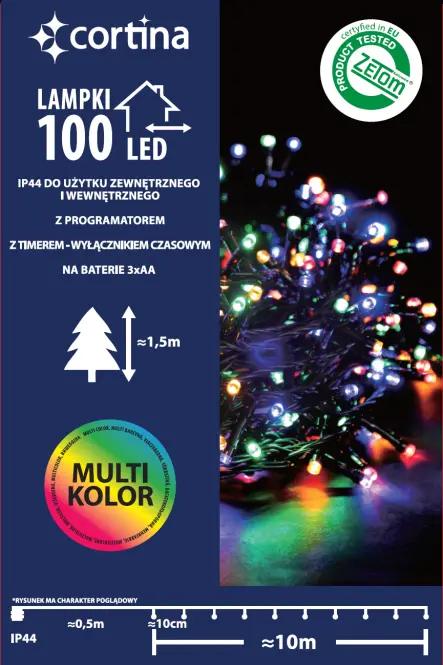 Vianočné svetielka LED 100l 13/21/bat zew.pg.+Tm. Multi