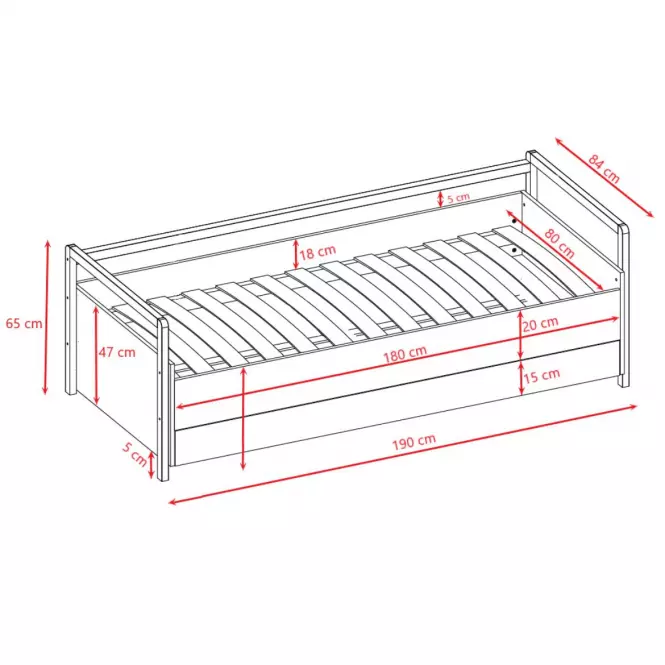 Detská posteľ Tapczan Victor+Sz+M Biely 80x180,2