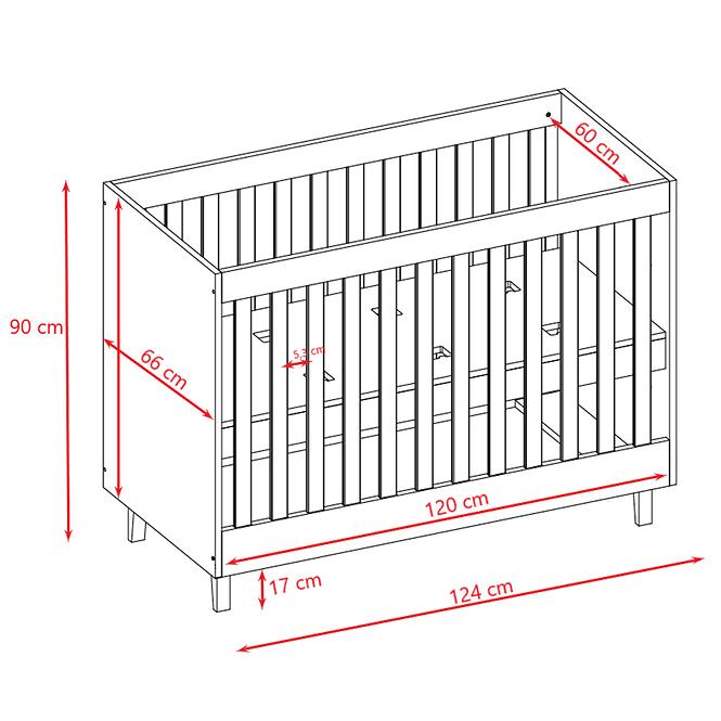 Detská postieľka Dziecięce Kubi Biely 60x120,4