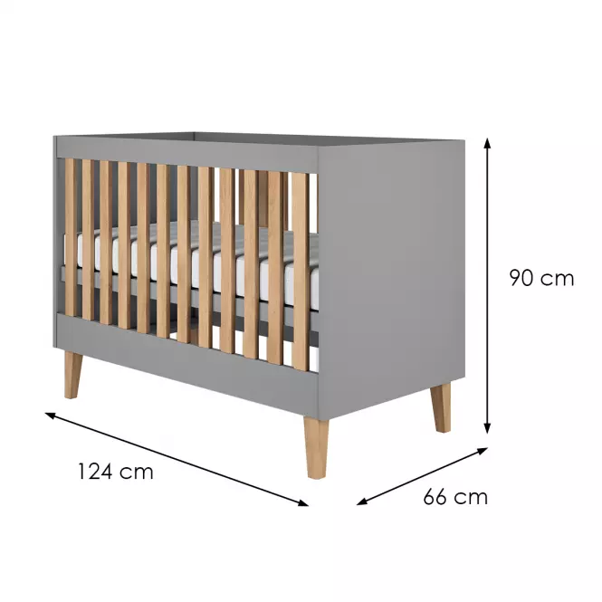 Detská postieľka Dziecięce Kubi Šedá 60x120