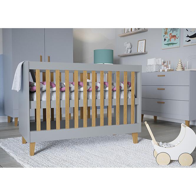 Detská postieľka Kubi sivá 60x120,5