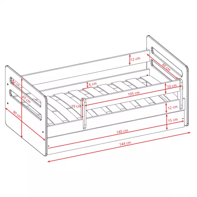 Detská posteľ Tomi+Sz Mix Šedá 80x140,2