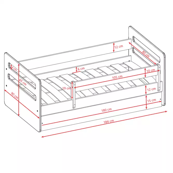 Detská posteľ Tomi+Sz Mix Šedá 80x180,2