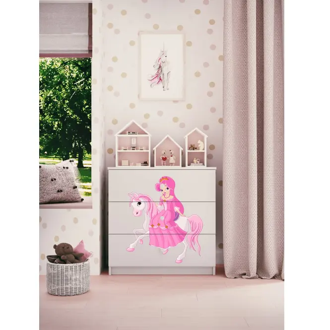 Detská komoda  Babydreams Biely – Princezná 1,5