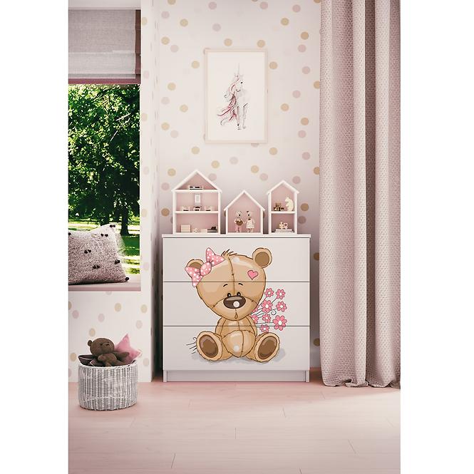 Komoda Pre Detská Babydreams Biely – Medveď Kvety,5