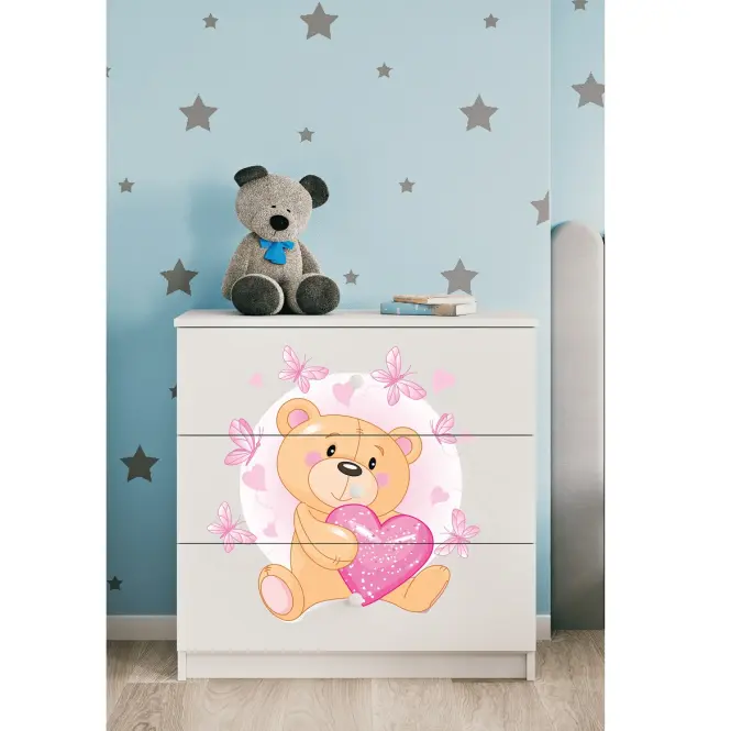 Detská komoda Babydreams biela – Medveď s motýľmi,6