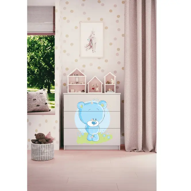 Detská komoda Babydreams Biely – Medveď modrý,6