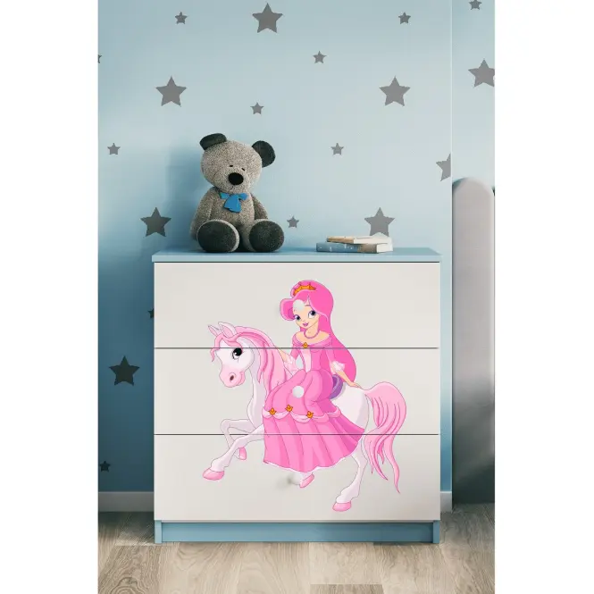Detská komoda Babydreams modrá – Princezná 1,5