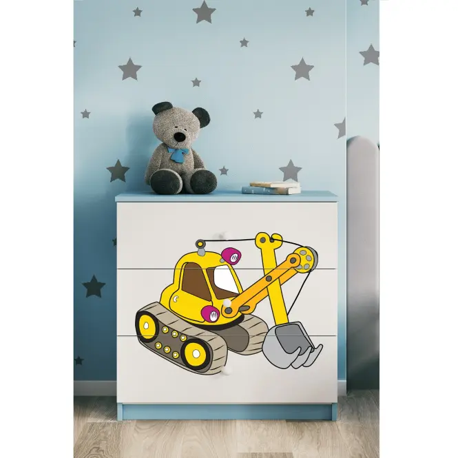 Detská komoda  Babydreams modrá – Rýpadlo,5