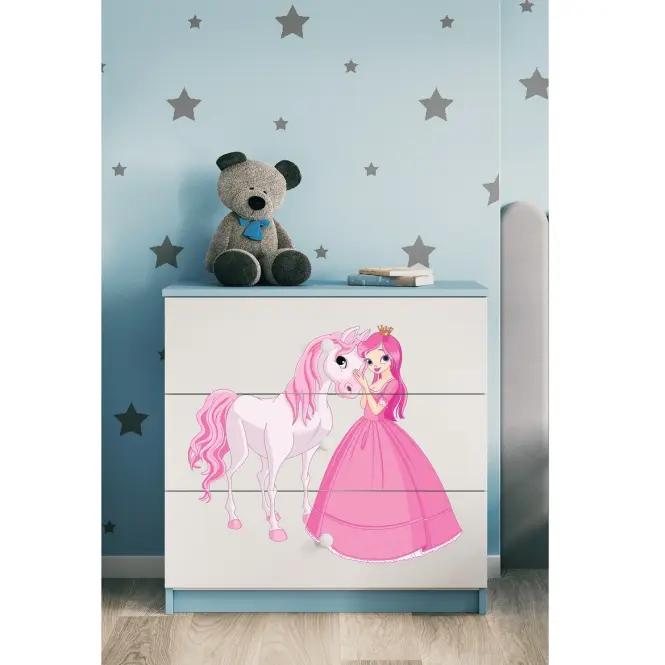 Detská komoda  Babydreams modrá – Princezná 2,5