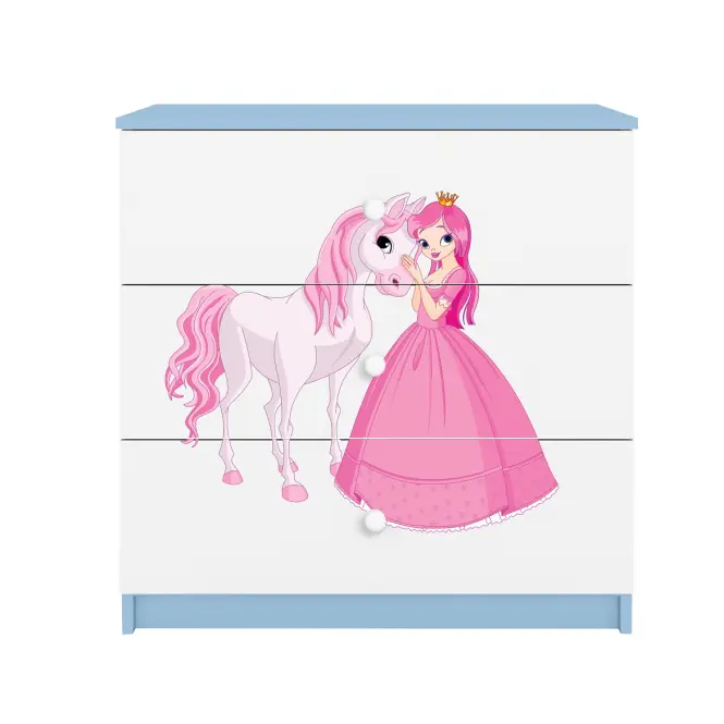 Detská komoda  Babydreams modrá – Princezná 2,3