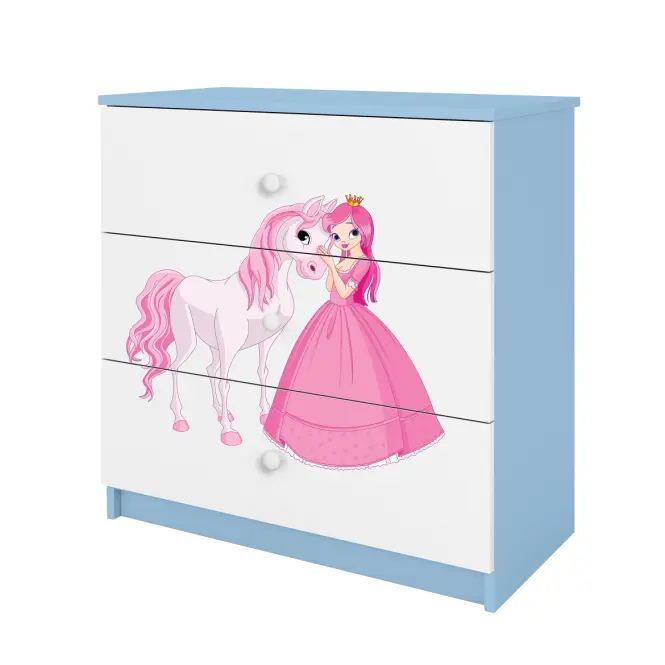 Detská komoda  Babydreams modrá – Princezná 2,4