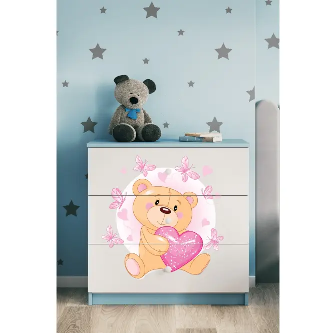 Detská komoda Babydreams modrá – Medveď s motýľmi,5