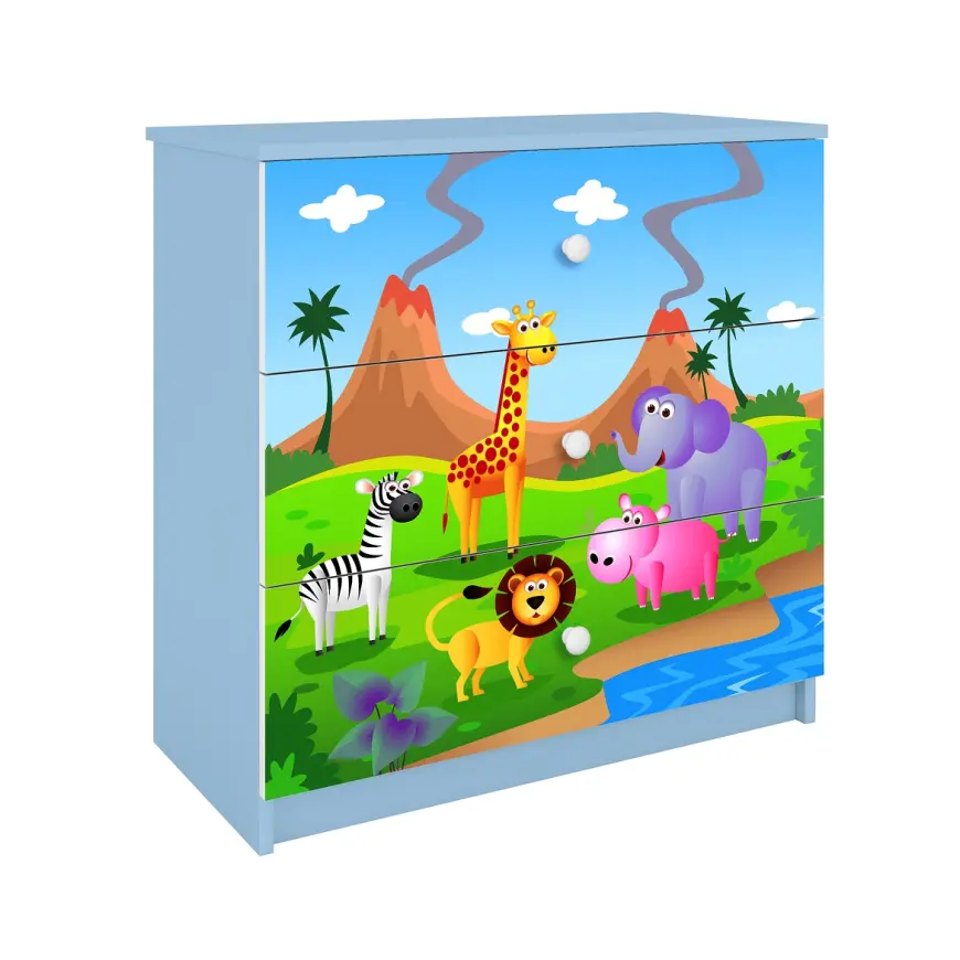 Detská komoda  Babydreams modrá – Safari