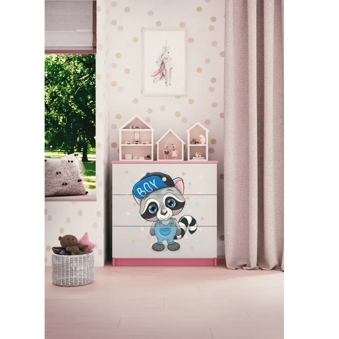 Detská komoda Babydreams ružová –  Medvedík Čistotný,5