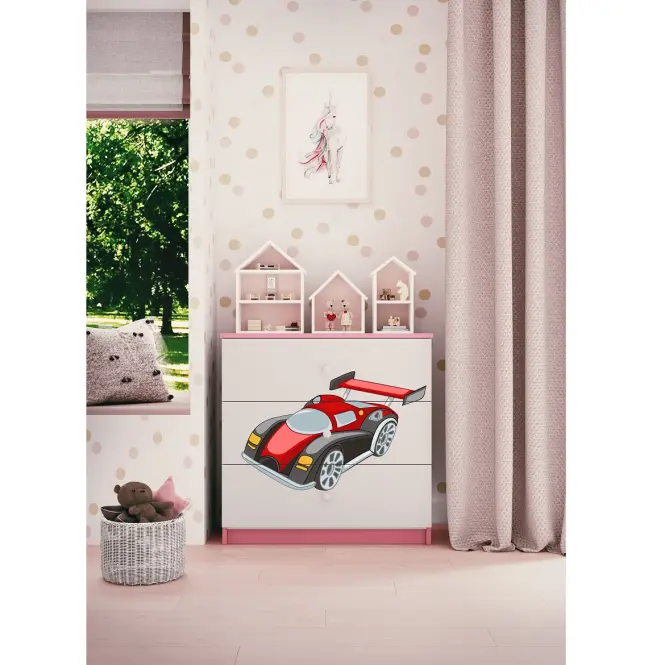 Detská komoda  Babydreams ružová – Auto,5