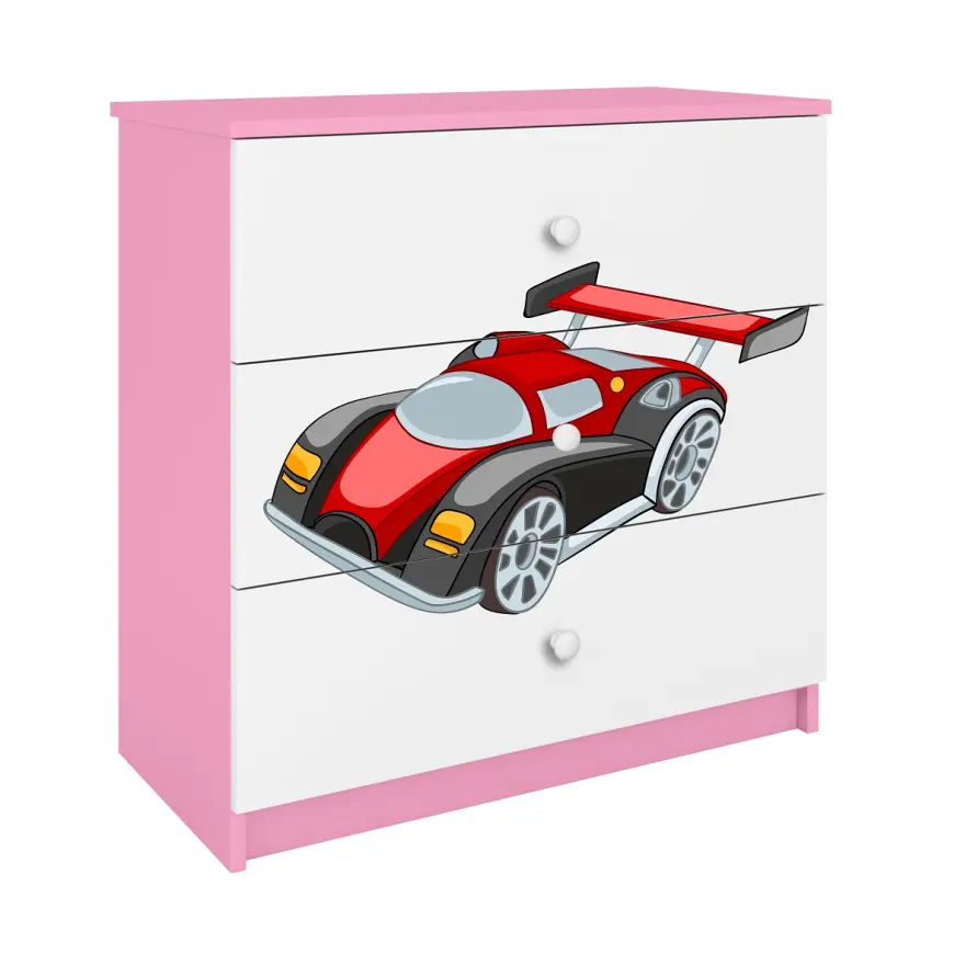 Detská komoda  Babydreams ružová – Auto