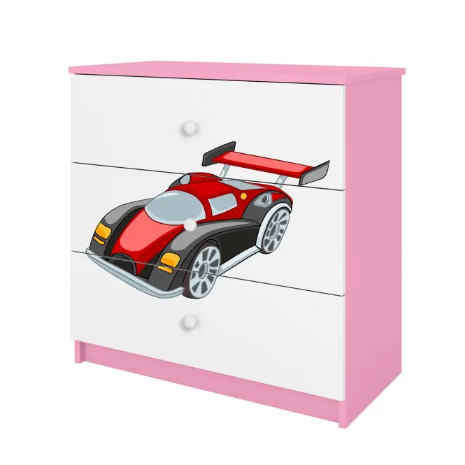 Detská komoda  Babydreams ružová – Auto,3