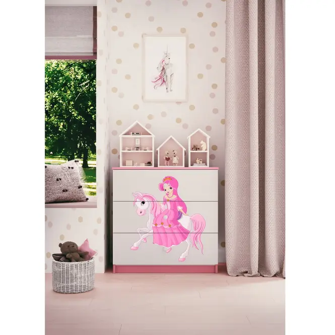 Detská komoda Babydreams ružová – Princezná 1,6