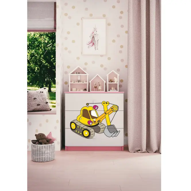 Detská komoda Babydreams ružová – Rýpadlo,5