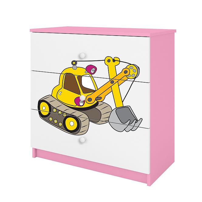 Komoda Pre Detská Babydreams Ružová – Rýpadlo,3