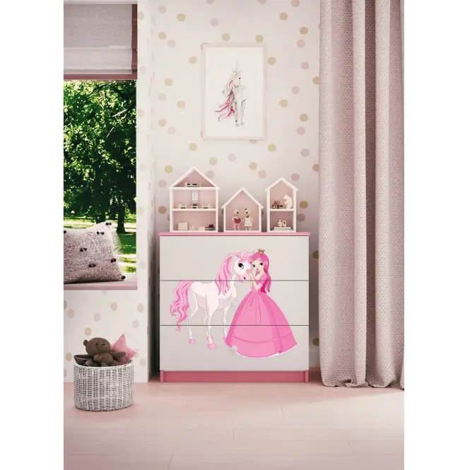 Detská komoda Babydreams ružová – Princezná 2,5