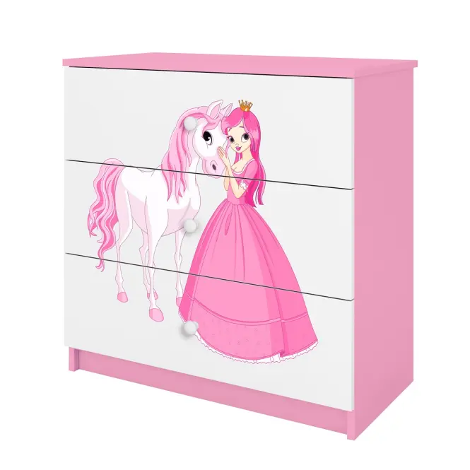 Detská komoda Babydreams ružová – Princezná 2,3