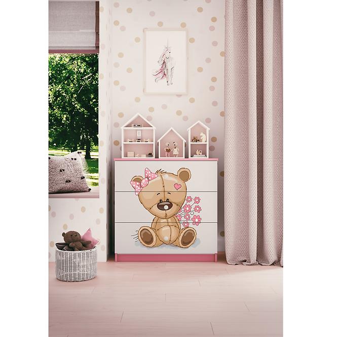 Komoda Pre Detská Babydreams Ružová – Medveď Kvety,5