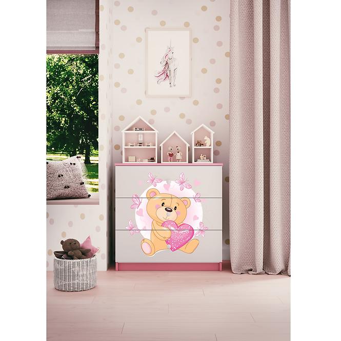 Komoda Pre Detská Babydreams Ružová – Medveď Botterfly