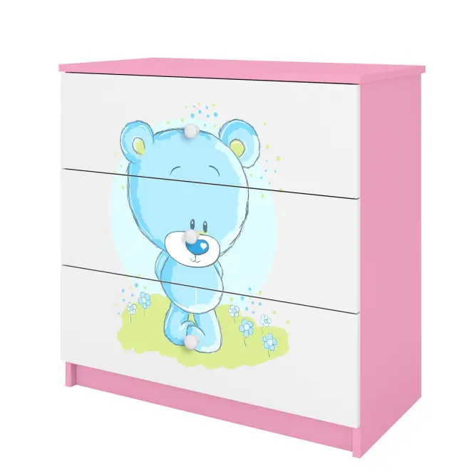 Detská komoda Babydreams Ružová – Medveď modrý,4