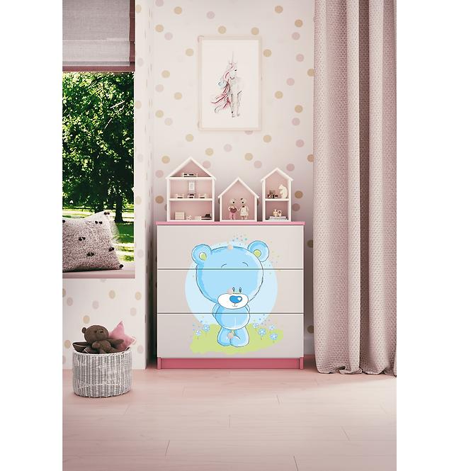 Komoda Pre Detská Babydreams Ružová – Medveď Modrá