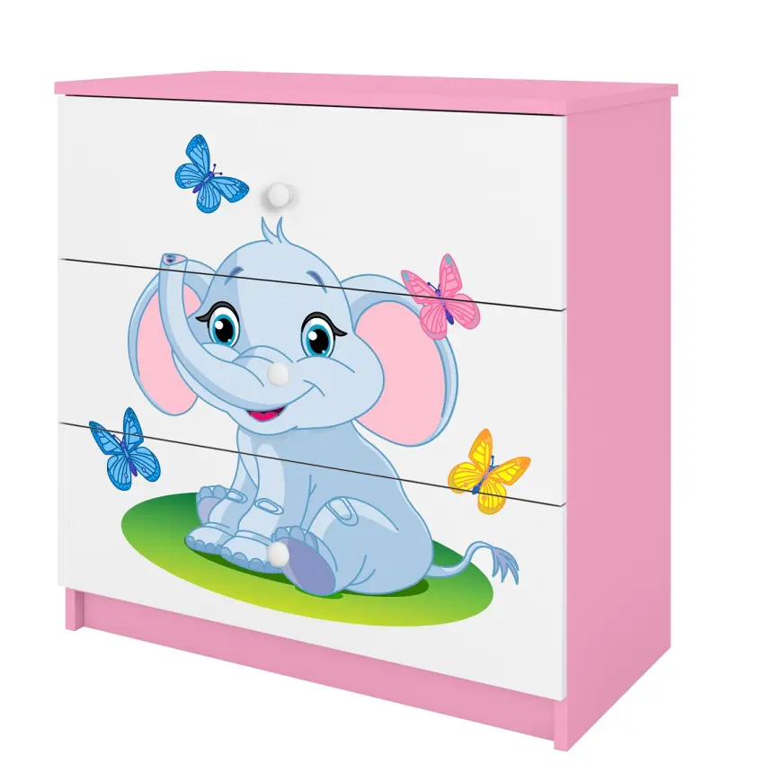 Detská komoda Babydreams ružová – Slon