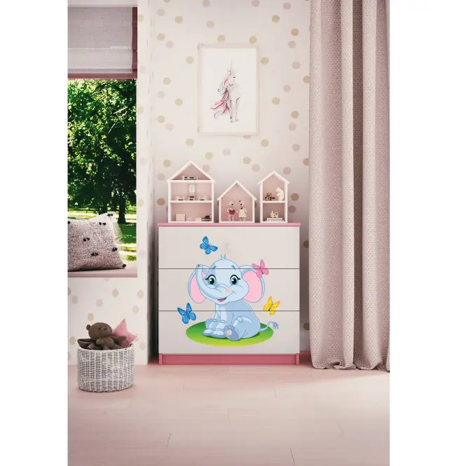 Detská komoda Babydreams ružová – Slon,4