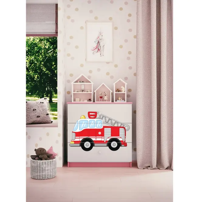Detská komoda Babydreams Ružová – Hasičský Zbor,5