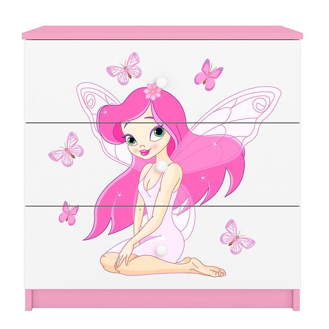 Detská komoda Babydreams ružová – Víla 1,3
