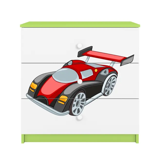 Detská komoda Babydreams zelená – Auto,4