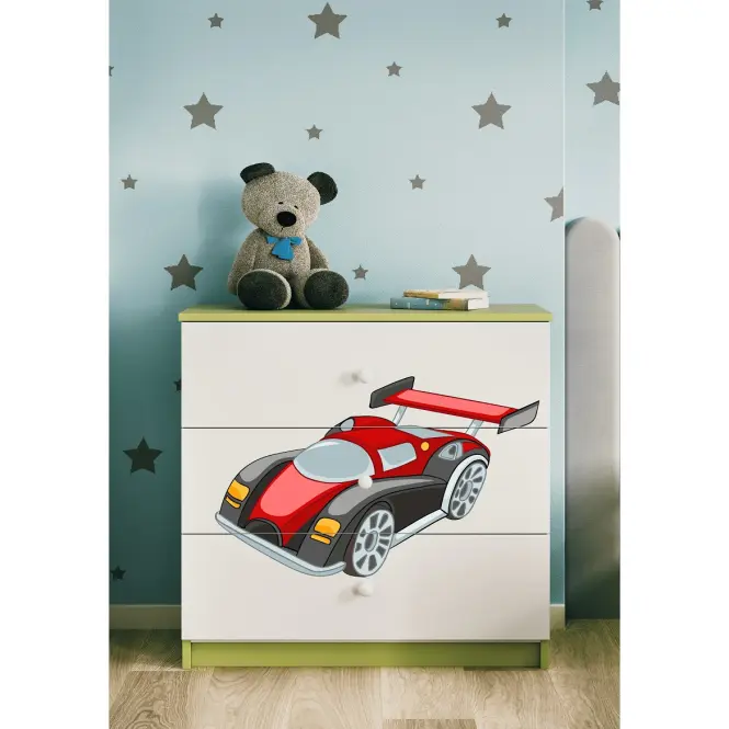 Detská komoda Babydreams zelená – Auto,5