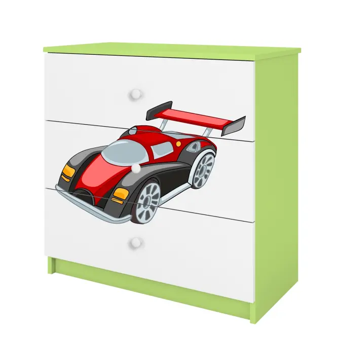 Detská komoda Babydreams zelená – Auto,3