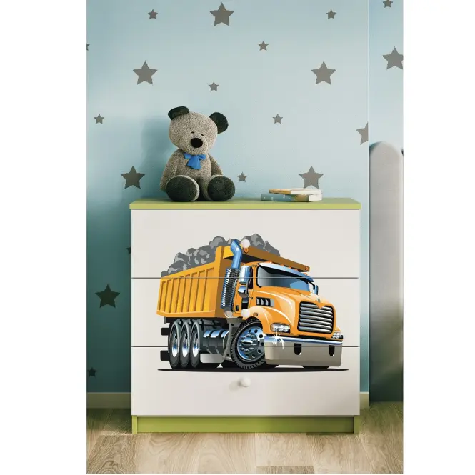 Detská komoda Babydreams zelená – Nákladné auto,5