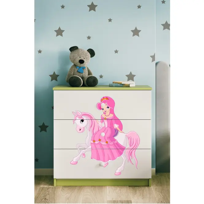Detská komoda Babydreams zelená – Princezná 1,5