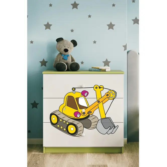 Detská komoda Babydreams zelená – Rýpadlo,5