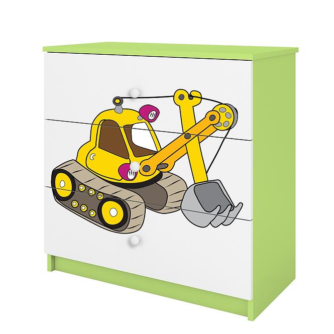 Komoda Pre Detská Babydreams Zelená – Rýpadlo,3
