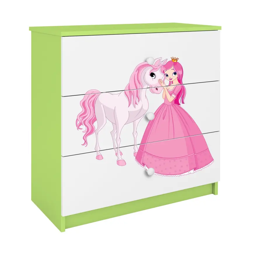 Detská komoda Babydreams zelená – Princezná 2