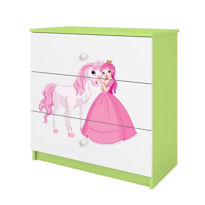 Detská komoda Babydreams zelená – Princezná 2,3
